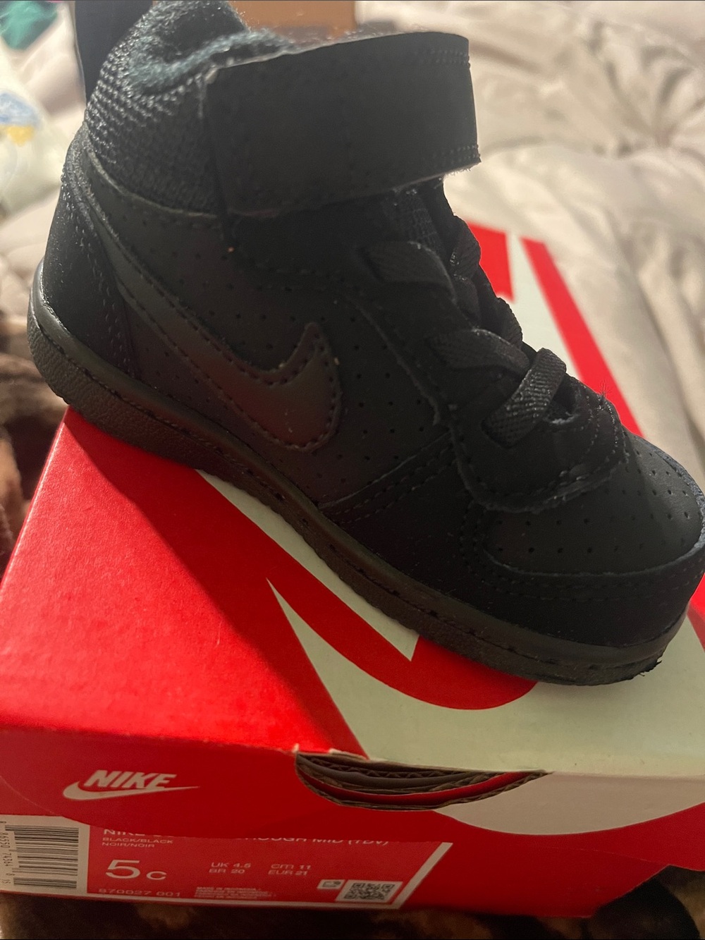 Nike Toddlers' Black High-Top Sneaker with Velcro Strap